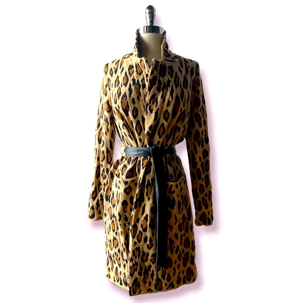 Chico’s Leopard Print Belted Cardigan size 1